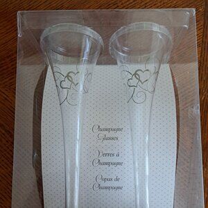 Lillian Rose MSG320 10" Double Heart Champagne Glasses NIB